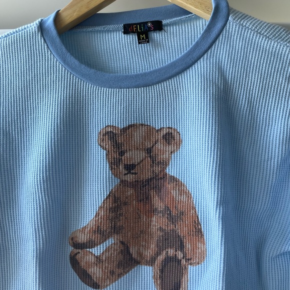 Delia Teddy Bear Blue Long Sleeve Tee - Picture 5 of 6